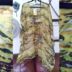 1X 2X Beautiful Flowy Sheer Pullover Top w Drawstring at Waist 👚🩱🦩👙